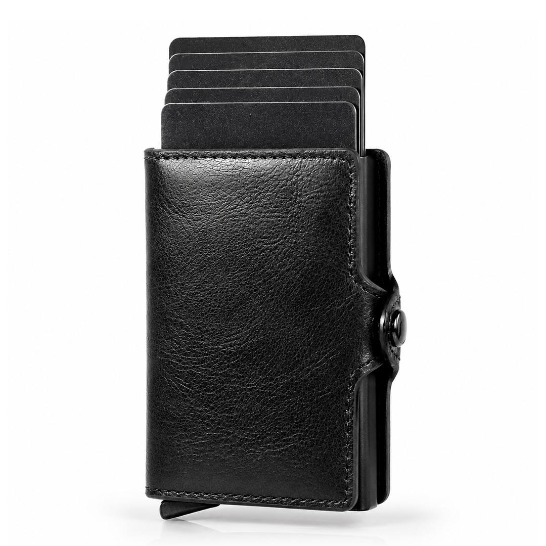 Billetera Tarjetero Automática de Cuero PU con Bloqueo RFID