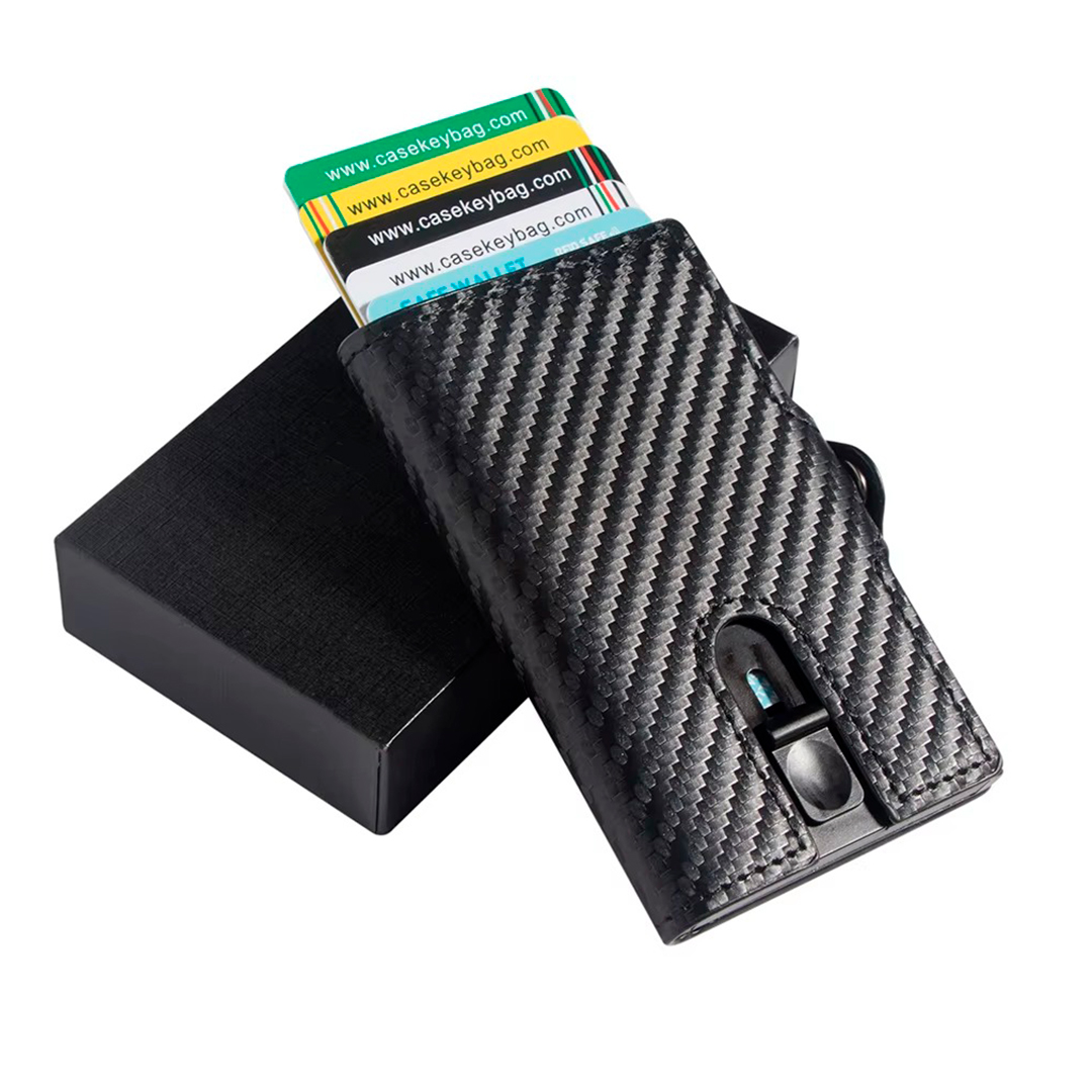 Tarjetero Automático de Aluminio con Clip para Billetes y Bloqueo RFID - Imagen 4